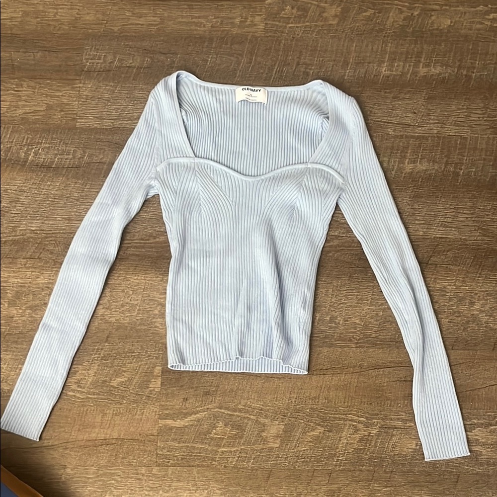 Women's Light Blue Ribbed Top